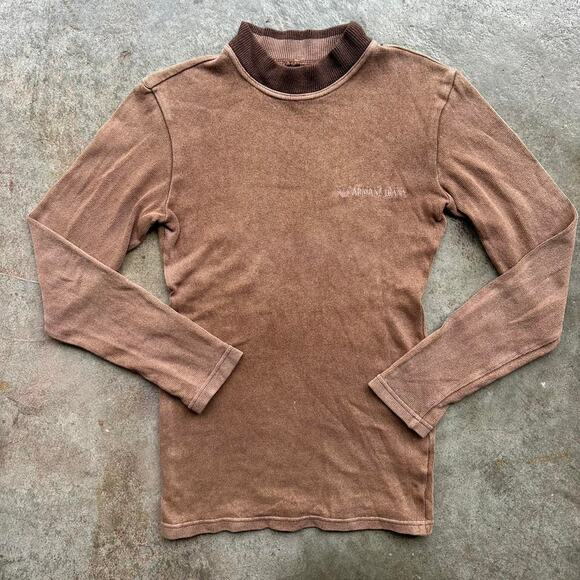Giorgio Armani Mock Neck Vintage Brown Shirt - Picture 1 of 7